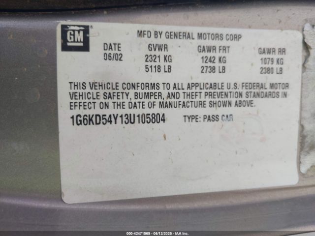 2003 CADILLAC DEVILLE 1G6KD54Y13U105804 Photo 8