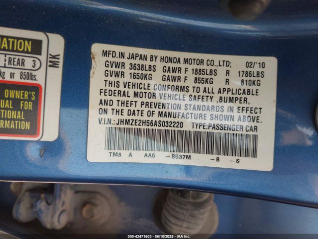 2010 HONDA INSIGHT JHMZE2H56AS032220 Photo 8