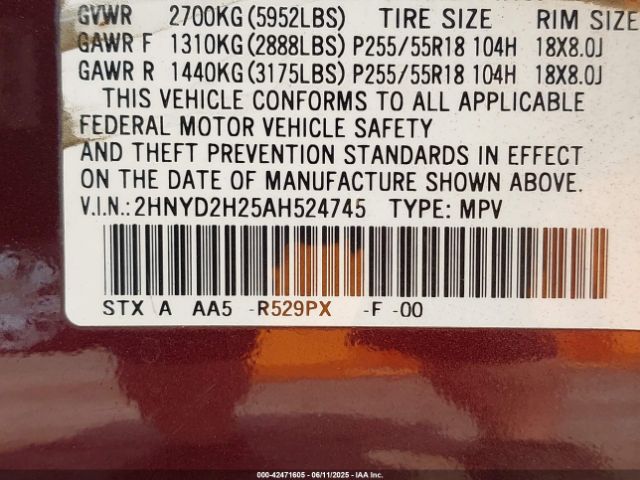 2010 ACURA MDX 2HNYD2H25AH524745 Photo 8