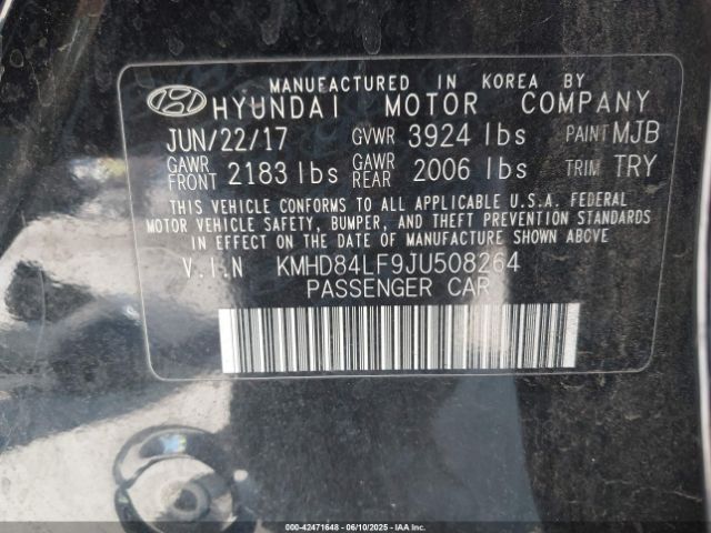 KMHD84LF9JU508264 Hyundai mpi nu