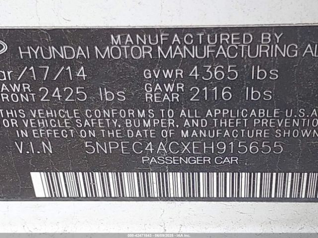 5NPEC4ACXEH915655 Hyundai gamma