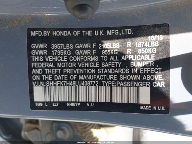 SHHFK7H48LU408772 Honda l15ba