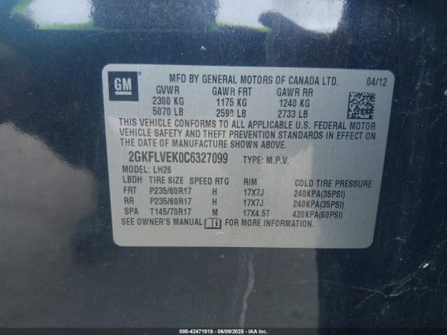 2012 GMC TERRAIN 2GKFLVEK0C6327099 Photo 8