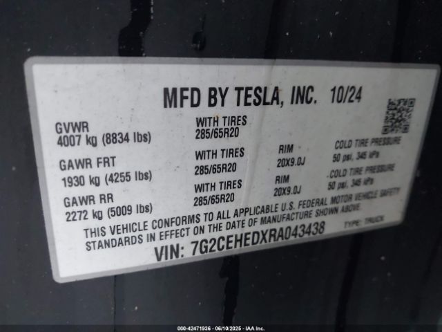 2024 TESLA CYBERTRUCK 7G2CEHEDXRA043438 Photo 8