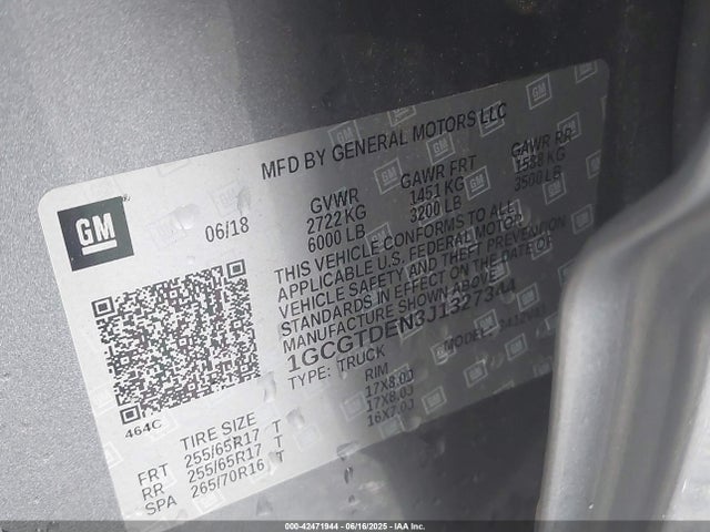 1GCGTDEN3J1327344 Chevrolet lgz - di: direct injection, vvt: variable valve timing, alum, var2, gen2