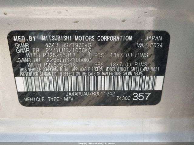 2024 MITSUBISHI OUTLANDER SPORT JA4ARUAU7RU011242 Photo 8