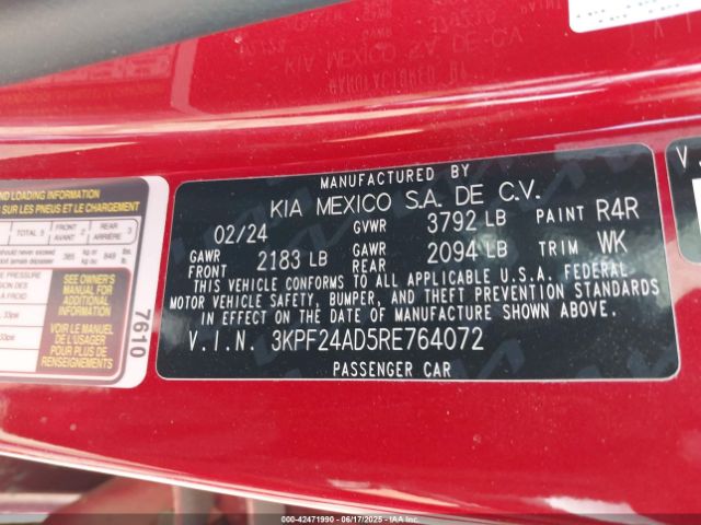 3KPF24AD5RE764072 KIA mpi nu