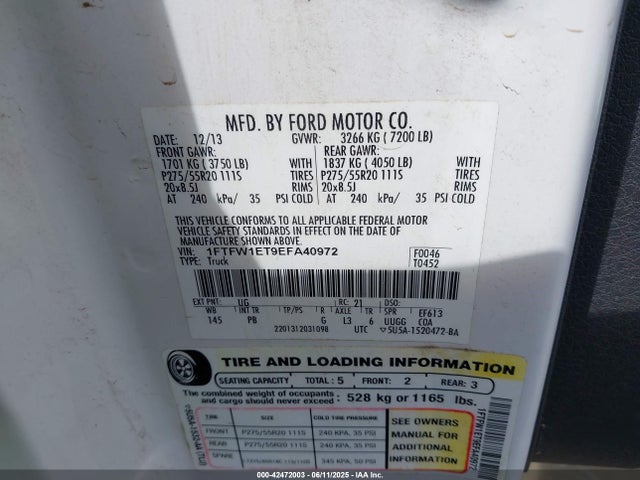 Ford 2014 2014 1FTFW1ET9EFA40972 Image 9