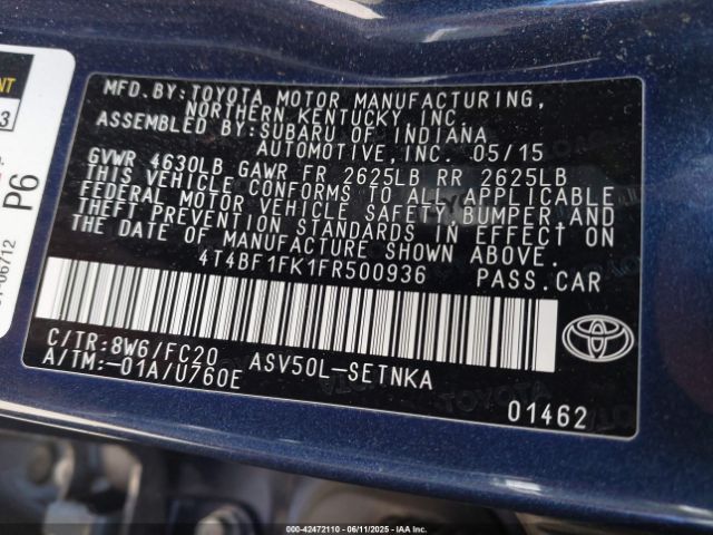 2015 TOYOTA CAMRY 4T4BF1FK1FR500936 Photo 8