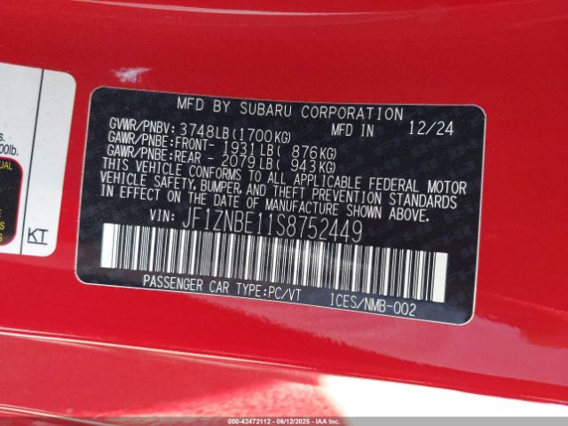 2025 TOYOTA GR86 JF1ZNBE11S8752449 Photo 8