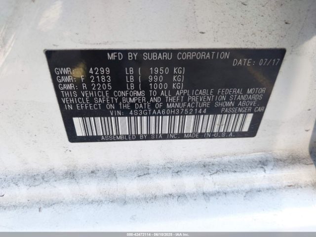 4S3GTAA60H3752144 Subaru na