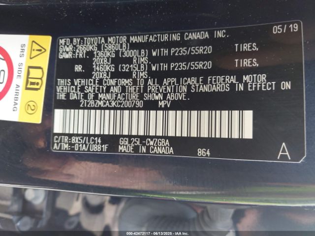 2019 LEXUS RX 350 2T2BZMCA3KC200790 Photo 8