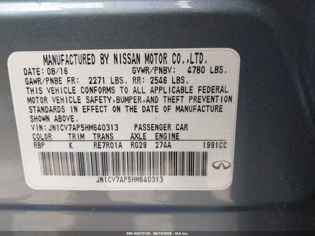JN1CV7AP5HM640313 Infiniti Q50