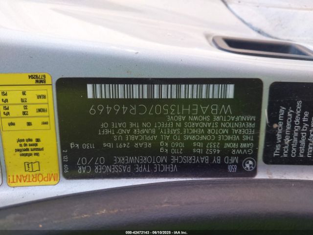 2007 BMW 650I WBAEH13507CR46469 Photo 8