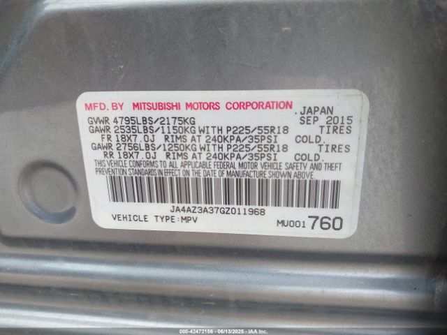 2016 MITSUBISHI OUTLANDER JA4AZ3A37GZ011968 Photo 8