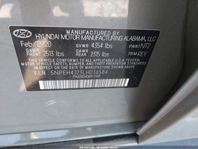 5NPEH4J23LH036584 Hyundai t-gdi gamma ii
