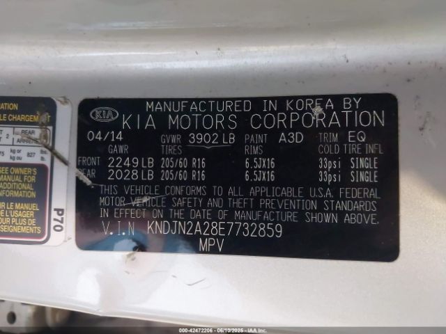 2014 KIA SOUL KNDJN2A28E7732859 Photo 8