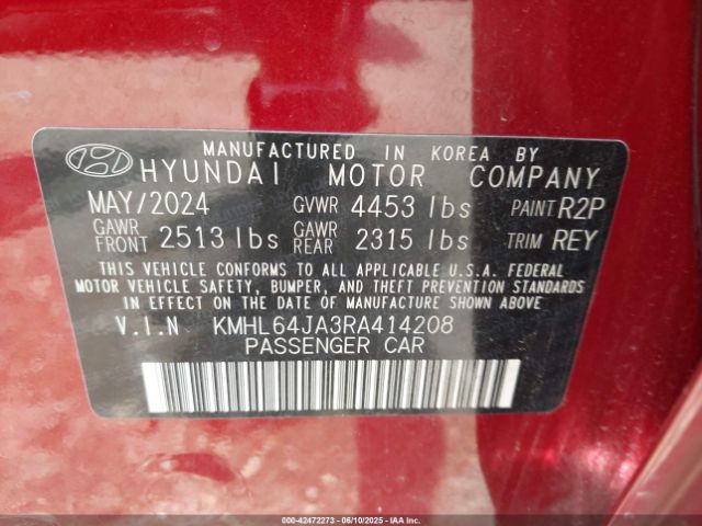 KMHL64JA3RA414208 Hyundai SONATA SEL