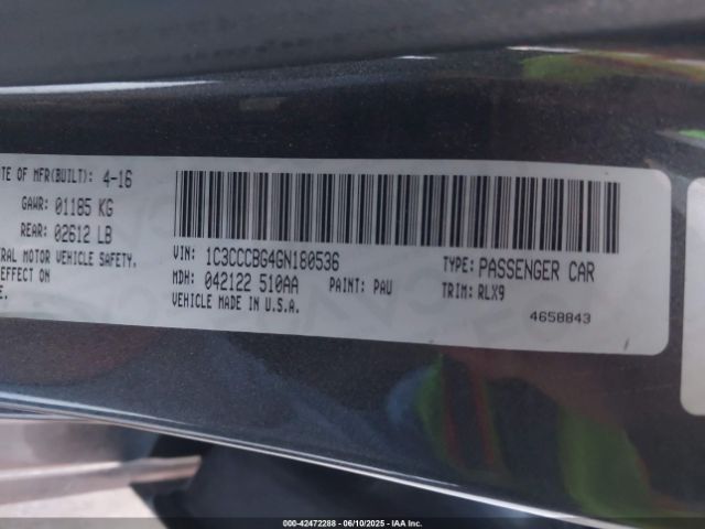 1C3CCCBG4GN180536 Chrysler 2016