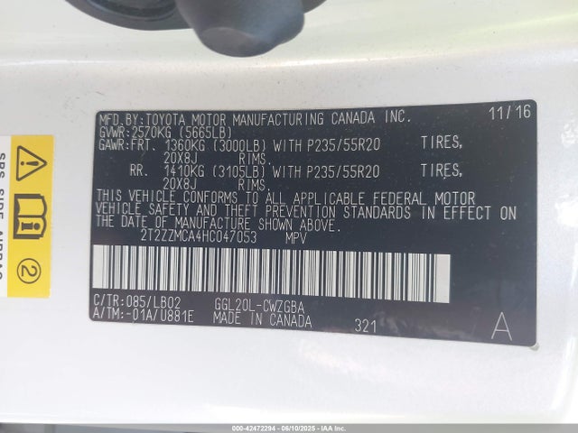 Lexus 2017 2017 2T2ZZMCA4HC047053 Image 9