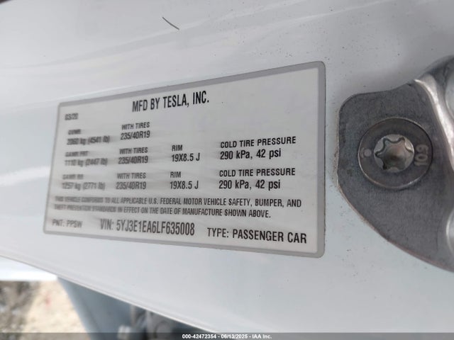 2020 TESLA MODEL 3 5YJ3E1EA6LF635008 Photo 8