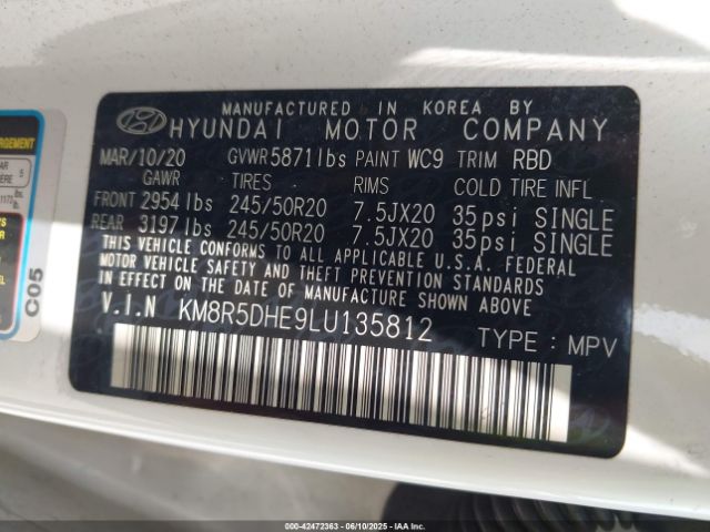2020 HYUNDAI PALISADE KM8R5DHE9LU135812 Photo 8