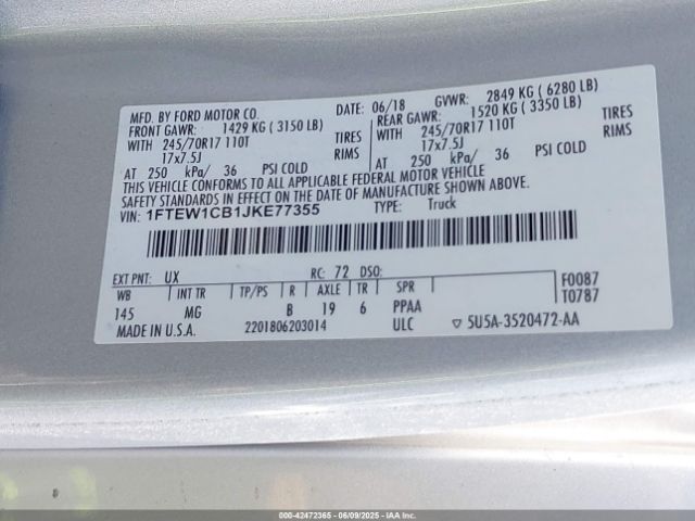 2018 FORD F-150 1FTEW1CB1JKE77355 Photo 8