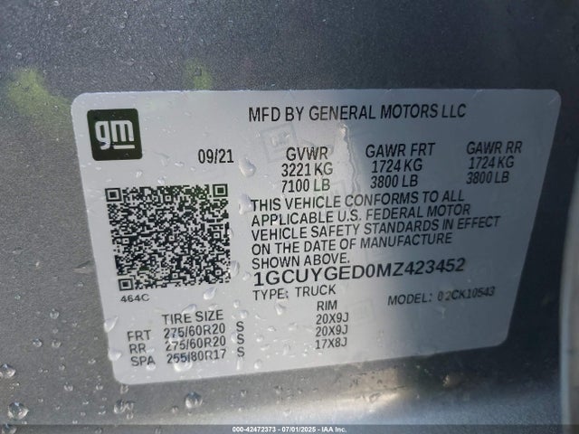 1GCUYGED0MZ423452 Chevrolet l84