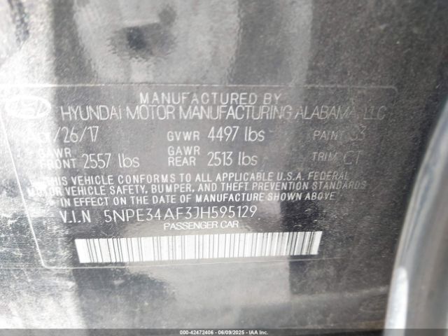 5NPE34AF3JH595129 Hyundai Sonata Sport