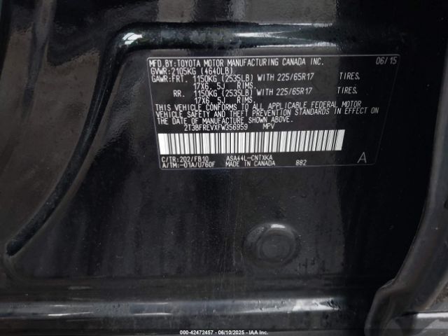2T3BFREVXFW356959 Toyota 2ar-fe