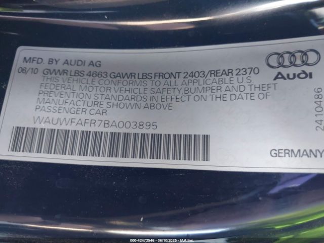 2011 AUDI A5 WAUWFAFR7BA003895 Photo 8