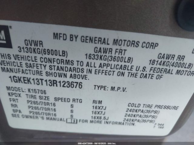 2003 GMC YUKON 1GKEK13T13R123676 Photo 8