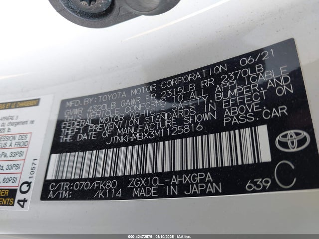 JTNKHMBX3M1125816 Toyota 3zr-fae