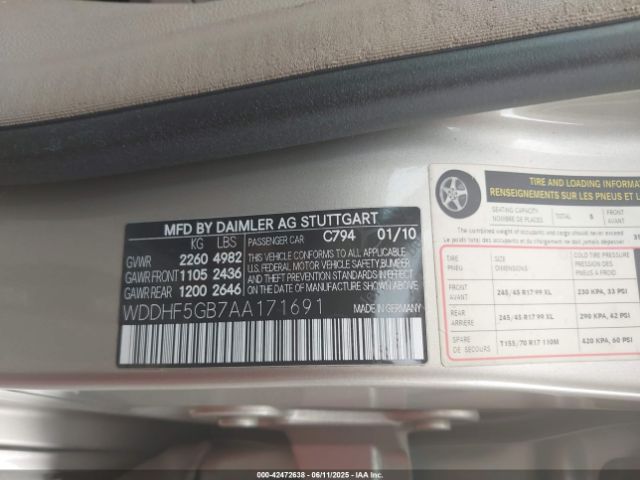 2010 MERCEDES-BENZ E 350 WDDHF5GB7AA171691 Photo 8