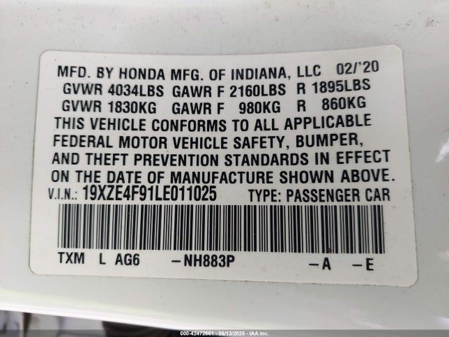 19XZE4F91LE011025 Honda leb6