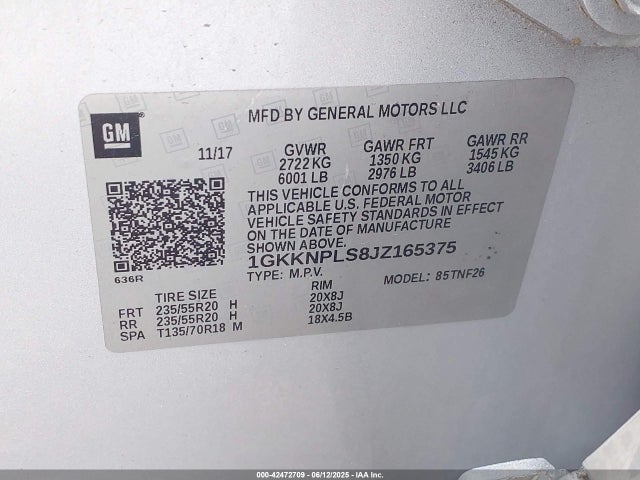 Продажа на аукционе авто 2018 Gmc Acadia Denali, vin: 1GKKNPLS8JZ165375, номер лота: 42472709