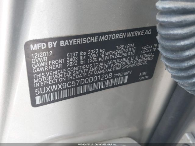 2013 BMW X3 5UXWX9C57D0D01258 Photo 8