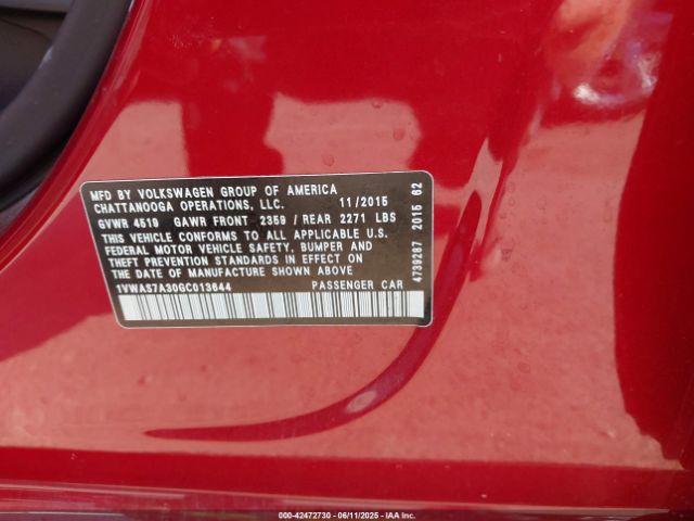2016 VOLKSWAGEN PASSAT 1VWAS7A30GC013644 Photo 8