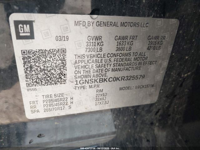 2019 CHEVROLET TAHOE 1GNSKBKC0KR325579 Photo 8