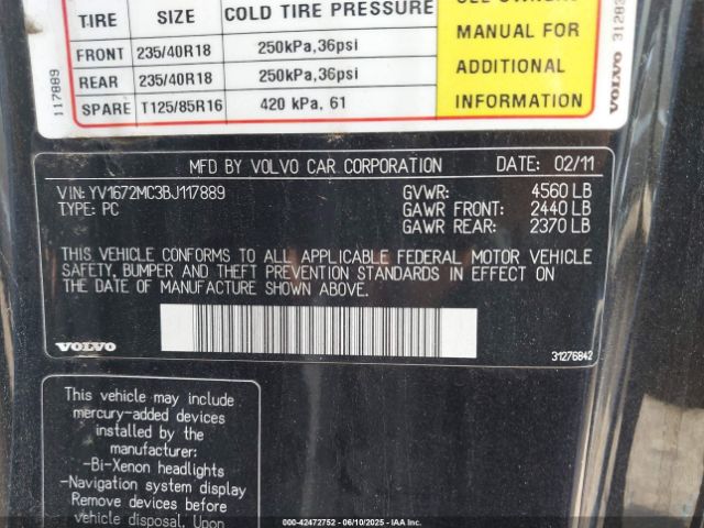 2011 VOLVO C70 YV1672MC3BJ117889 Photo 8