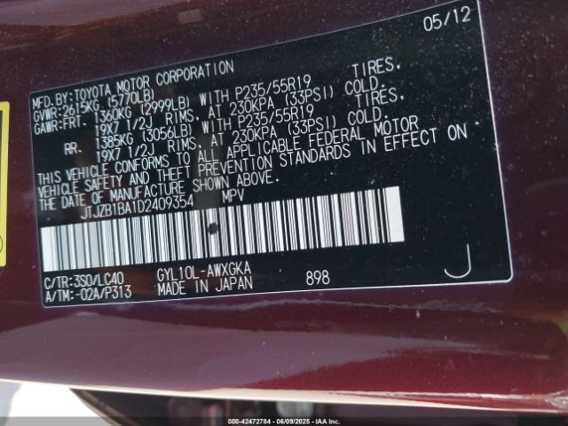 2013 LEXUS RX 450H JTJZB1BA1D2409354 Photo 8