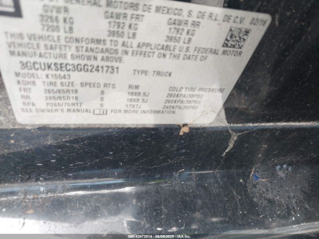 3GCUKSEC3GG241731 Chevrolet Silverado 1500 2lz