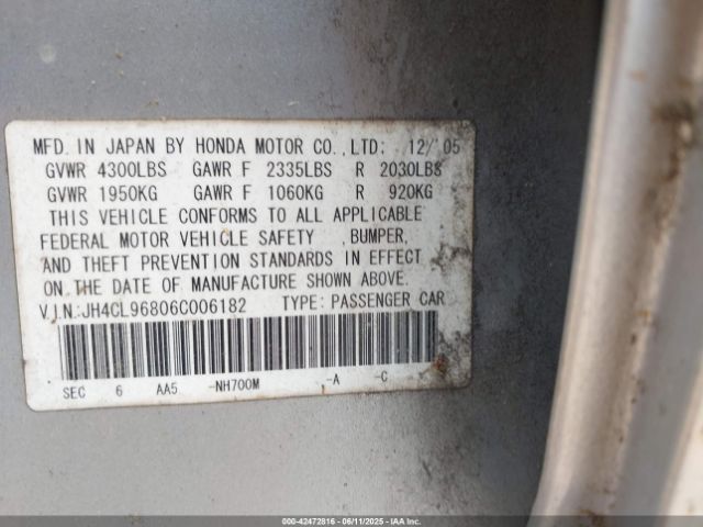 2006 ACURA TSX JH4CL96806C006182 Photo 8