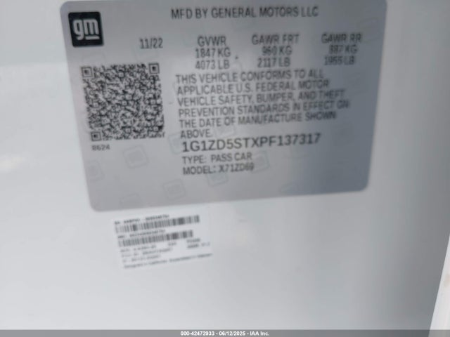1G1ZD5STXPF137317 Chevrolet lfv