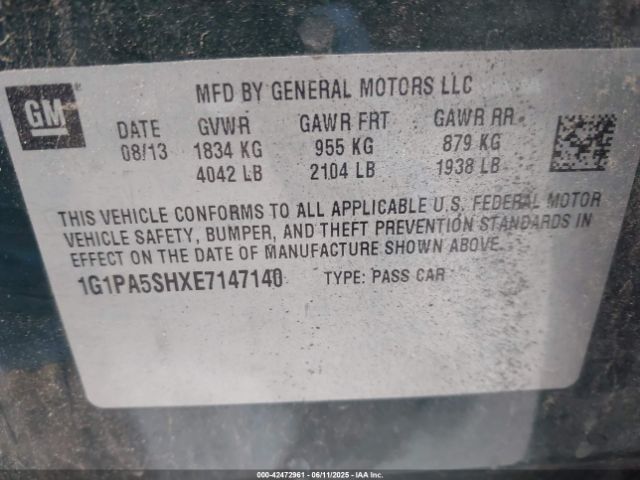 1G1PA5SHXE7147140 Chevrolet luw