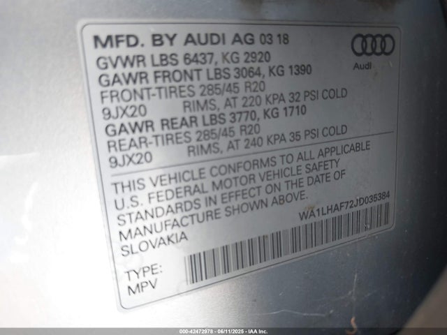 2018 AUDI Q7 WA1LHAF72JD035384 Photo 8