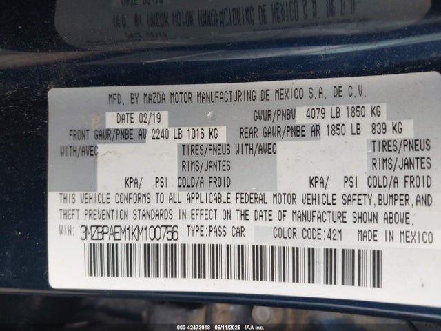 3MZBPAEM1KM100756 Mazda py cylinder deactivation