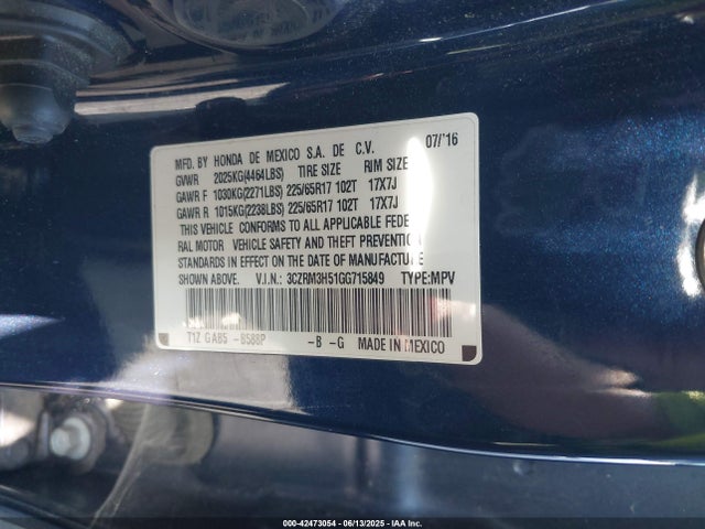 3CZRM3H51GG715849 Honda k24w9/k24v1