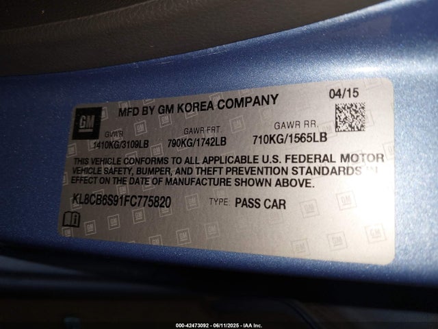 KL8CB6S91FC775820 Chevrolet ll0