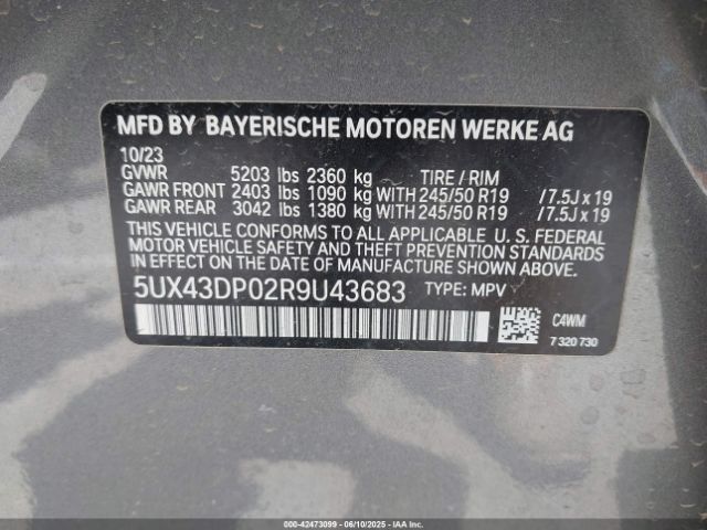 5UX43DP02RSU43683 BMW X3 Sdrive30i